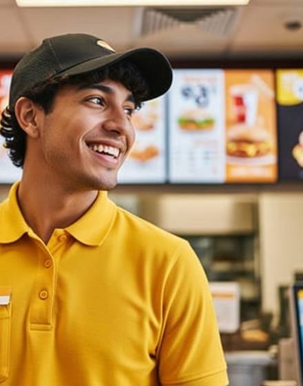 Counter staff at a quick service restaurant