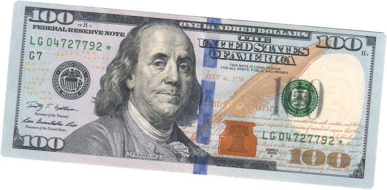 A single one hundred dollar bill