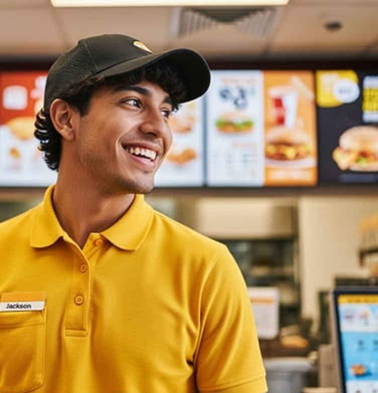 Counter staff at a quick service restaurant